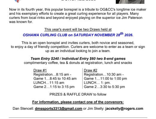 JIM PATERSON MEMORIAL BONSPIEL 2026 – Oshawa