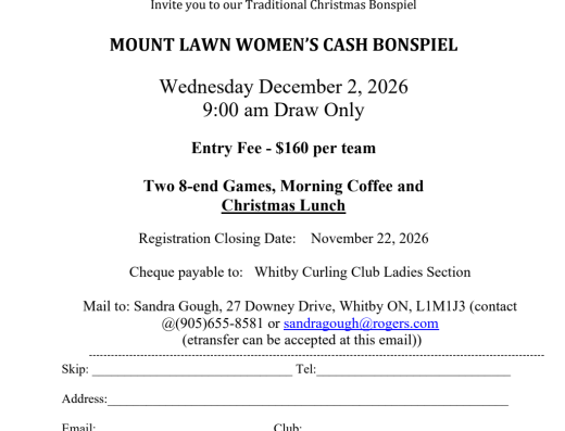 Mount Lawn Ladies Cash bonspiel – Whitby